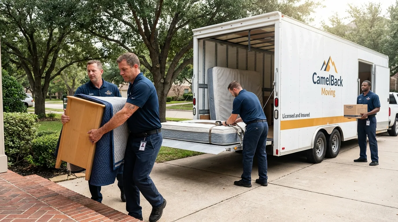 Crew loading residential truck for cross-state move from Byron Center, MI