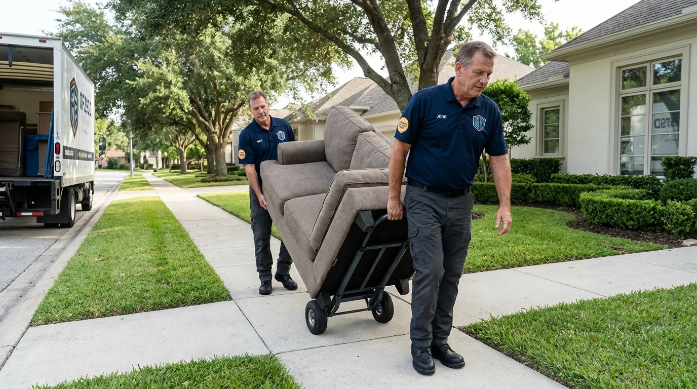 Local residential moving crew loading furniture in Byron Center, MI